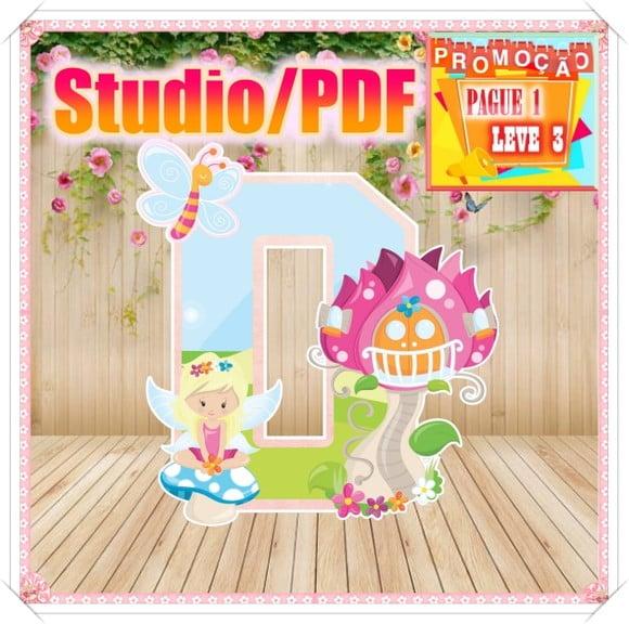 Arquivo de corte Alfabeto 3D Fadas *Studio/PDF