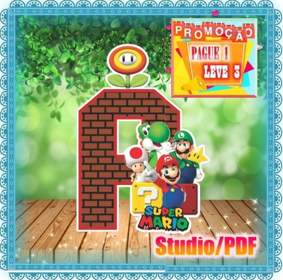Arquivo de corte Alfabeto 3D -Super Mario Bross * Studio/PDF