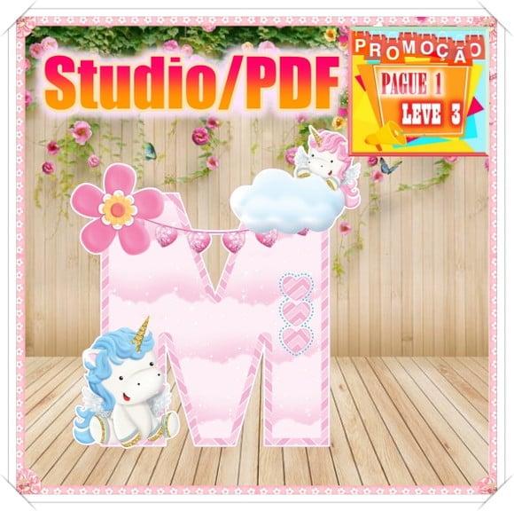 Arquivo de corte Alfabeto 3D -Unicórnio Cute *Studio/PDF