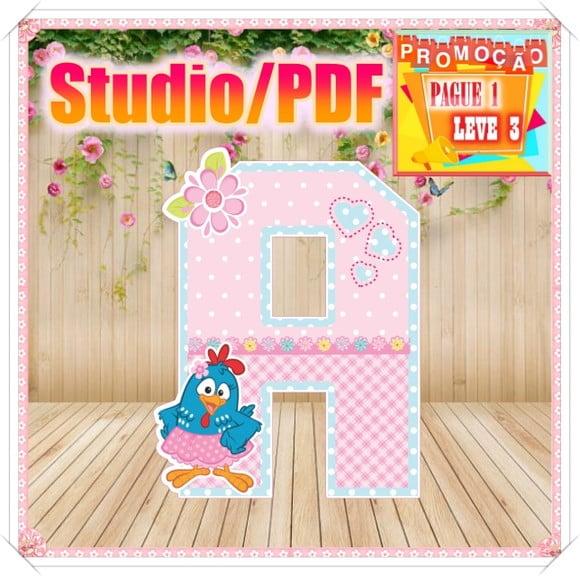 Arquivo de corte Alfabeto 3D Galinha Pintadinha *Studio/PDF