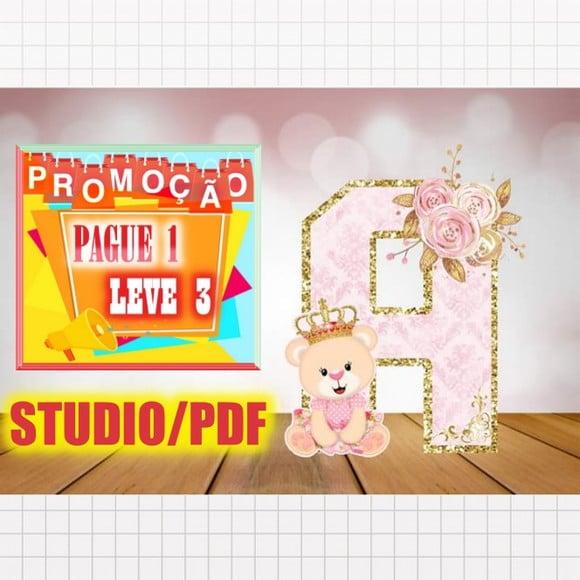 Arquivo de corte Alfabeto 3D Ursinha Princesa *Studio/PDF