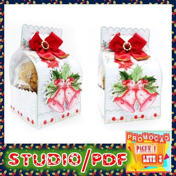 Arquivo de corte Bolsa com Alça para Panetone (500g) Natal