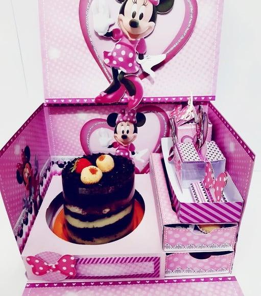 Arquivo de corte Caixa Cenário Minnie Rosa *Studio/PDF