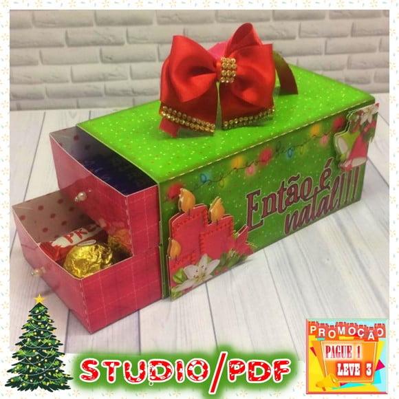 Arquivo de corte caixa com gaveta Natal
