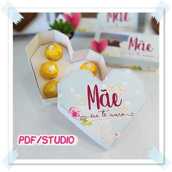 Arquivo de Corte Caixa coração - Dia das Mães Studio/PDF