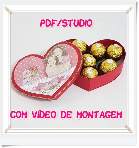 Arquivo de Corte Caixa coração - Dia das Mães Studio/PDF