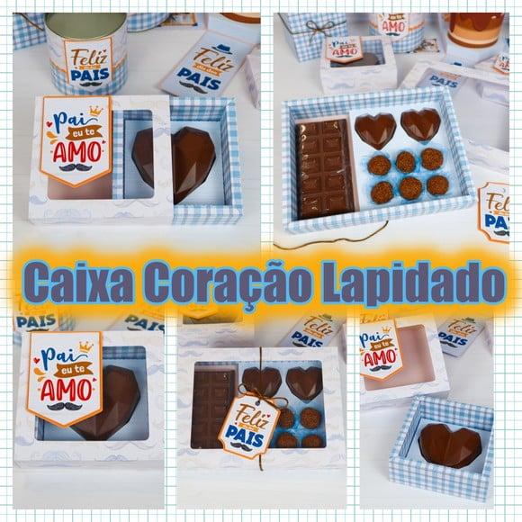 Arquivo de corte Caixa coração lapidado - Dia dos Pais