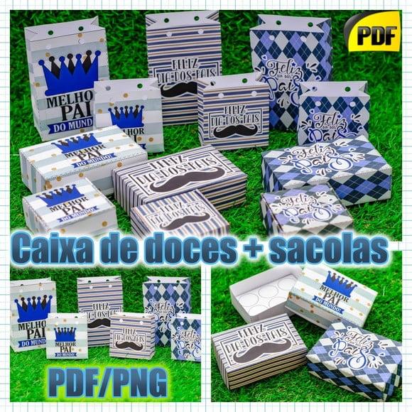Arquivo de corte caixa doces e sacolas Dia dos Pais *PDF/PNG