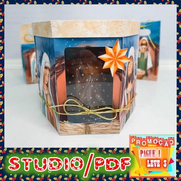 Arquivo de corte caixa explosão para Panetone (400g) Natal