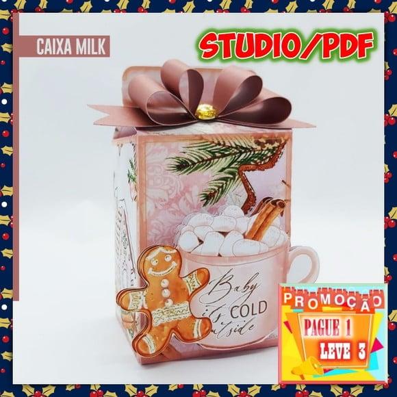 Arquivo de corte caixa Milk Natal Rosa