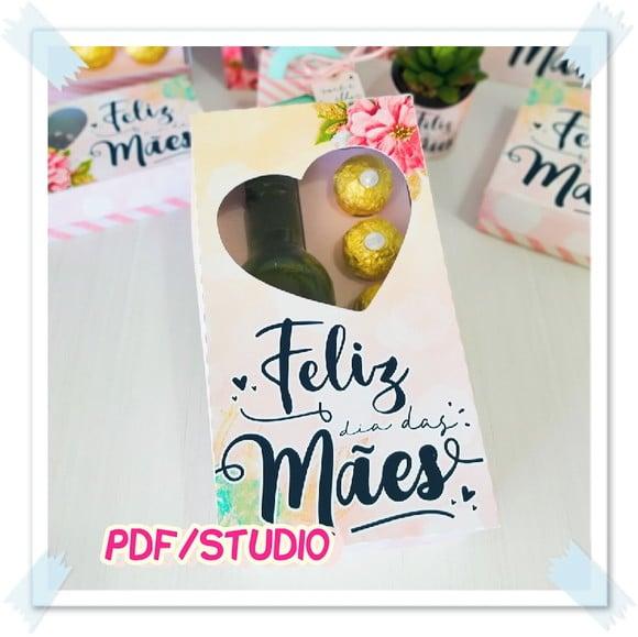 Arquivo de corte caixa Mini Vinho e 5 doces - Dia das Mães
