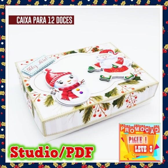 Arquivo de corte caixa para 12 doces Natal