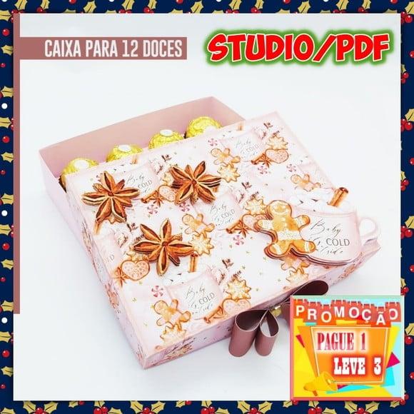 Arquivo de corte caixa para 12 doces Natal