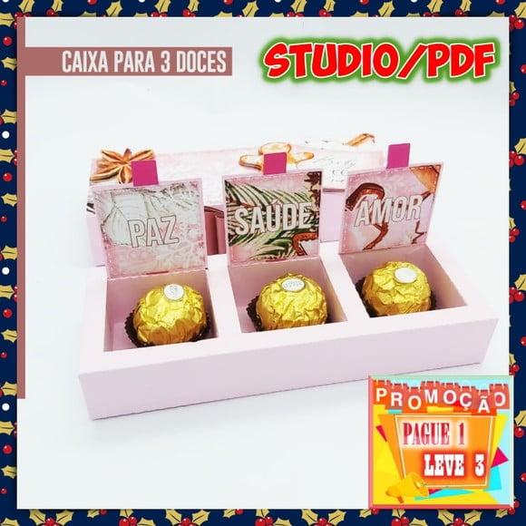 Arquivo de corte caixa para 3 doces Natal