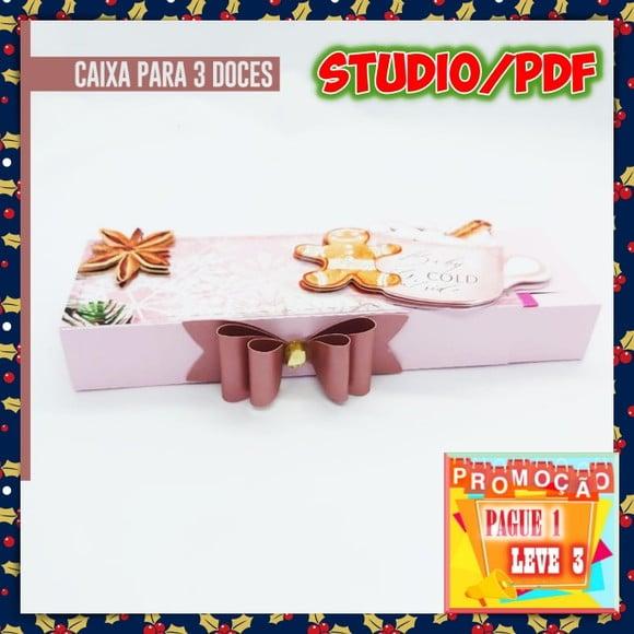 Arquivo de corte caixa para 3 doces Natal