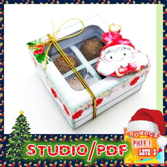 Arquivo de corte caixa para 4 doces Natal