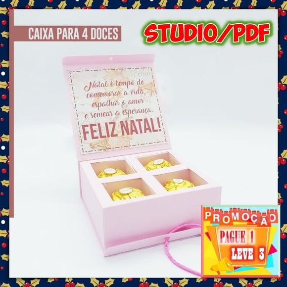 Arquivo de corte caixa para 4 doces Natal