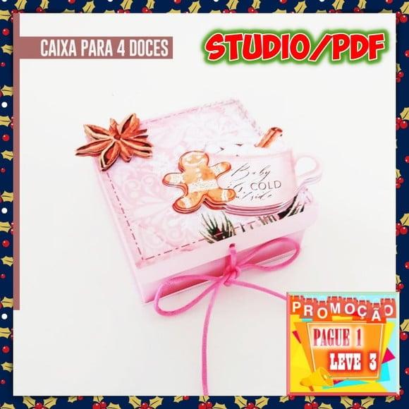 Arquivo de corte caixa para 4 doces Natal