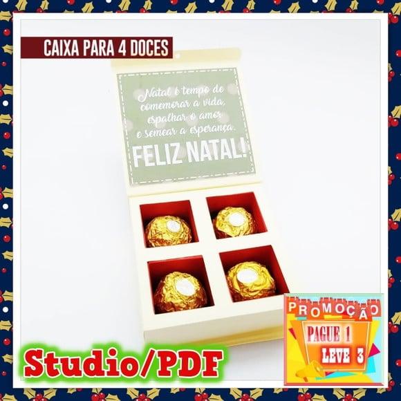 Arquivo de corte caixa para 4 doces Natal