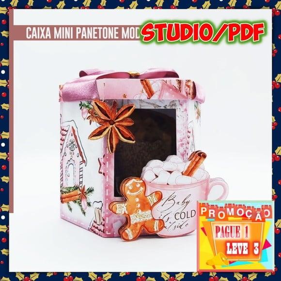 Arquivo de corte caixa para Mini Panetone (80g) Natal