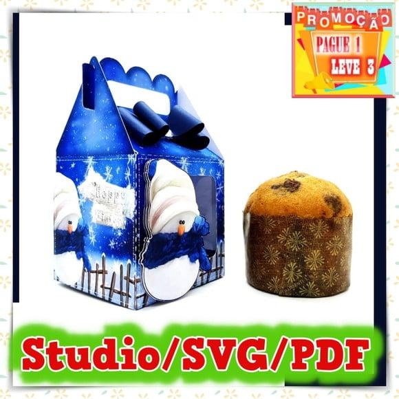 Arquivo de corte caixa para Mini Panetone (80g) Natal