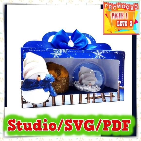 Arquivo de corte caixa para Mini Panetone e esfera Natal
