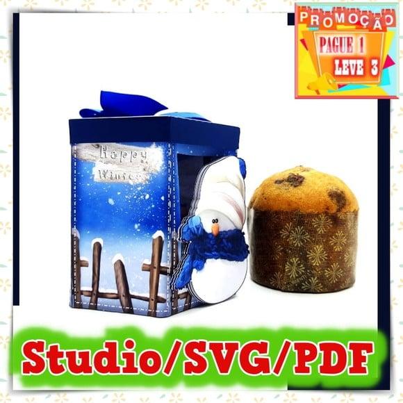 Arquivo de corte caixa para Mini Panetone Natal