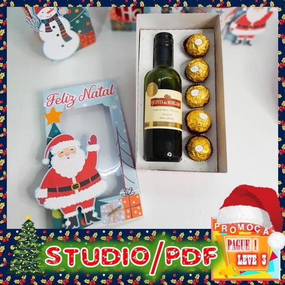Arquivo de corte Caixa para Mini Vinho e 5 doces Natal