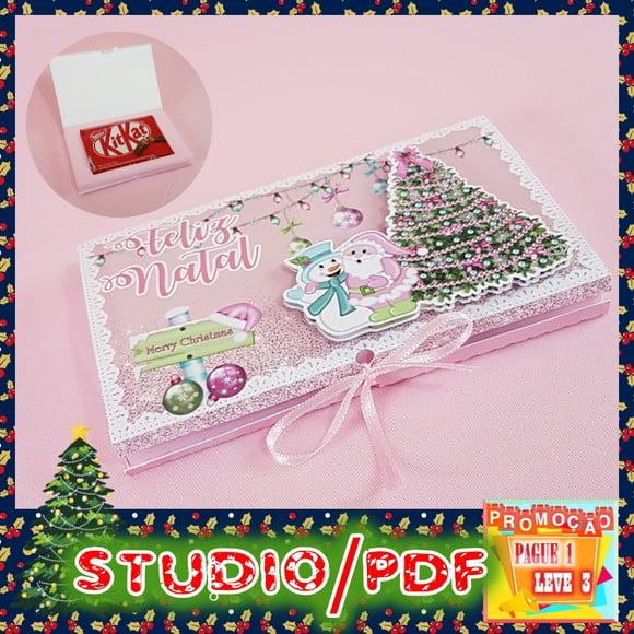 Arquivo de corte Caixa porta kit kat Natal