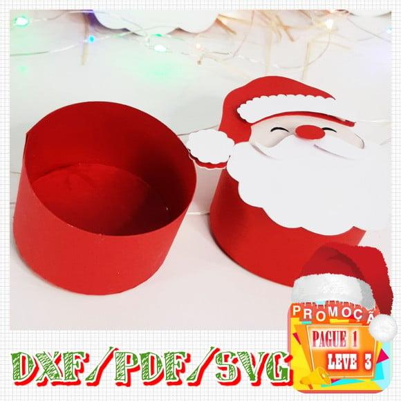 Arquivo de corte caixa redonda Papai Noel Natal