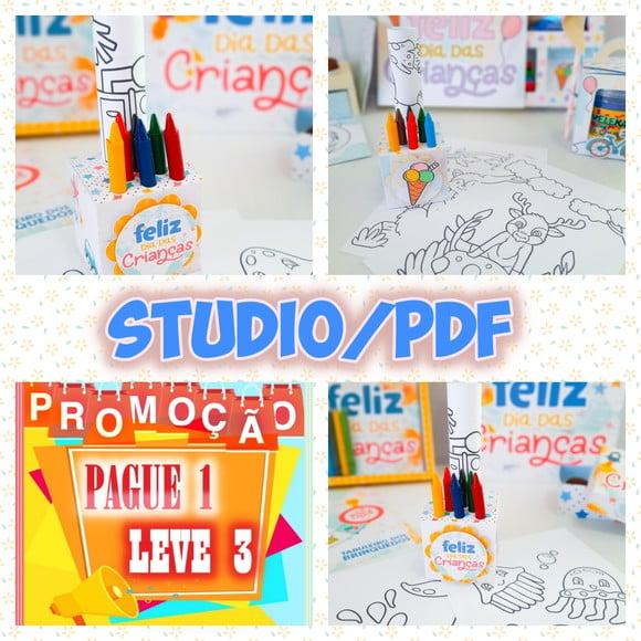 Arquivo de corte Cubo de colorir Dia das Crianças