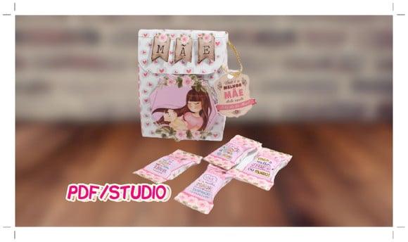 Arquivo de corte Sacola + balinha Dia das Mães Studio/PDF