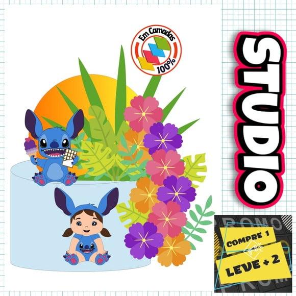 Arquivo de Corte Topo de Bolo Baby Stitch Menina Floral