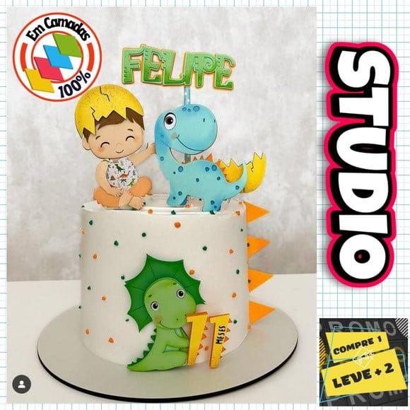 Arquivo de Corte Topo de Bolo Dinossauro Baby Cute Studio