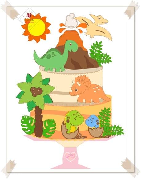 Arquivo de Corte Topo de Bolo Dinossauro cute baby Studio