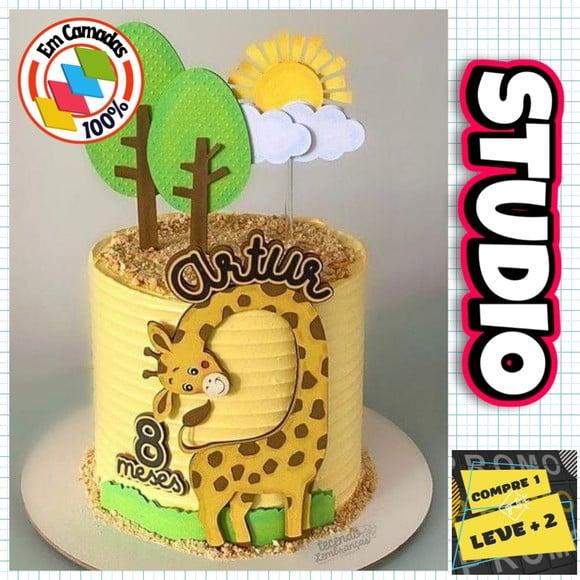 Arquivo de Corte Topo de Bolo Girafa Pescoço Torto Studio