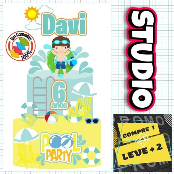 Arquivo de Corte Topo de Bolo Pool Party Menino Studio