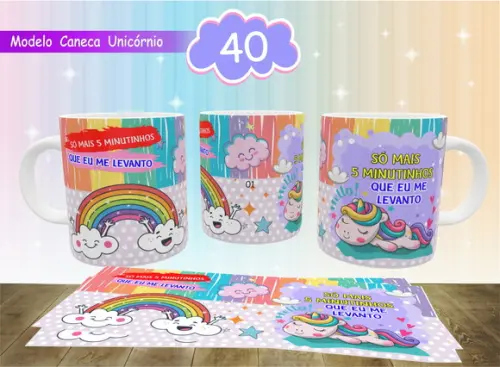 Kit digital 40 artes para canecas Unicórnio Indiscreto