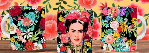 Kit 14 Artes Frida Kahlo Sublimação Estampas Canecas