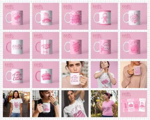 Arquivo digital kit 13 artes para caneca Outubro Rosa