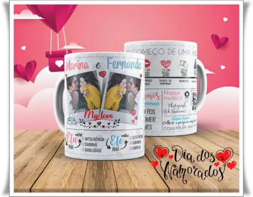 Arquivo digital kit 25 artes para canecas dia dos namorados
