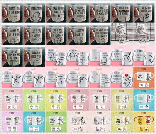Arquivo digital kit 42 artes para canecas Flork Meme Bento