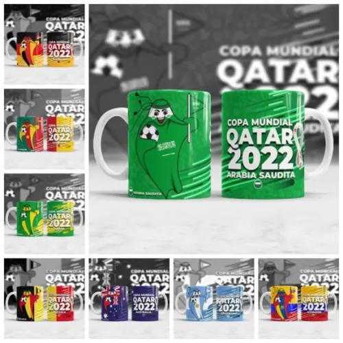Kit 32 Artes para Caneca Copa Qatar 2022 Arquivo Digital