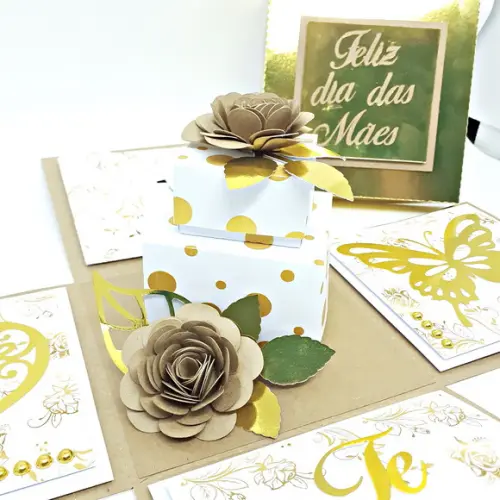 Arquivo Caixa explosão + Sacola Dia das Mães *Studio/PDF/SVG