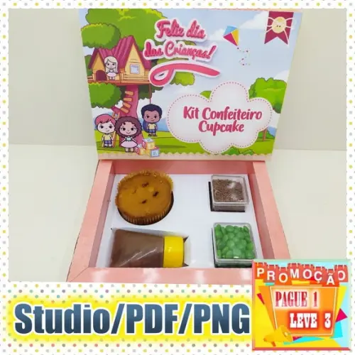 Arquivo Caixa Kit Confeiteiro Cupcake Dia Das Crianças