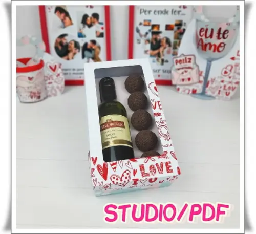 Arquivo Caixa para Mini Vinho e Doces -Dia dos namorados