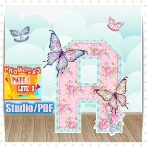 Arquivo de corte Alfabeto 3D Jardim das Borboleta Studio/PDF