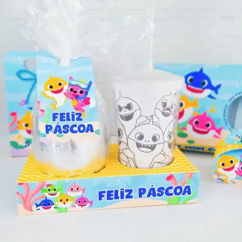 Arquivo de corte Base Ovo e Copo Páscoa Baby Shark PDF