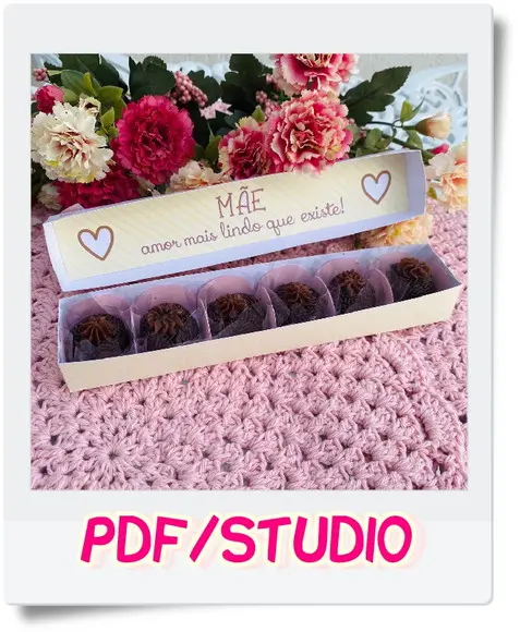 Arquivo de corte caixa 6 doces - Dia das Mães Studio/PDF