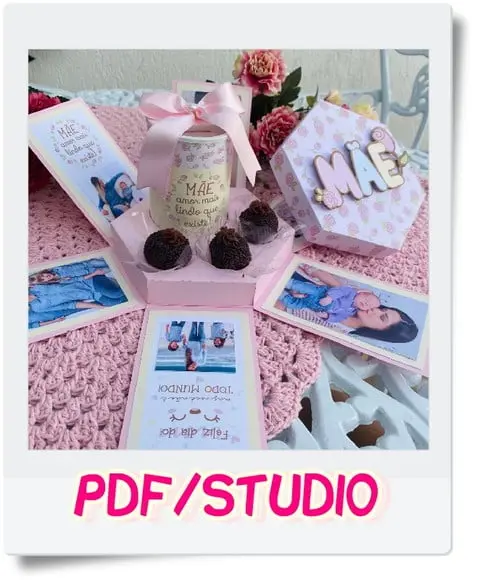 Arquivo de corte Caixa explosão - Dia das Mães Studio/PDF